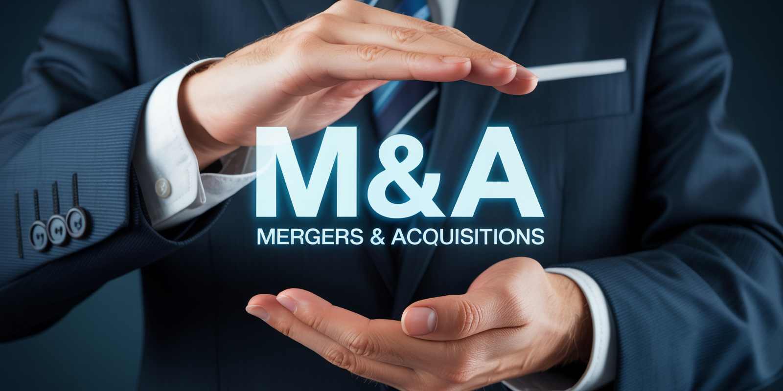 Businessman Holding M & A Text Representing Scope of Advisory